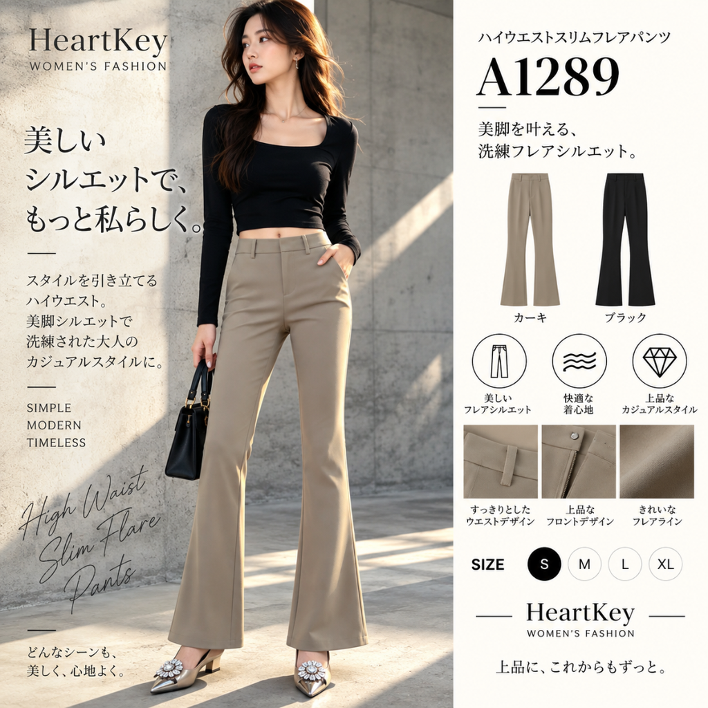 ハイウエストスリムフレアパンツ A1289