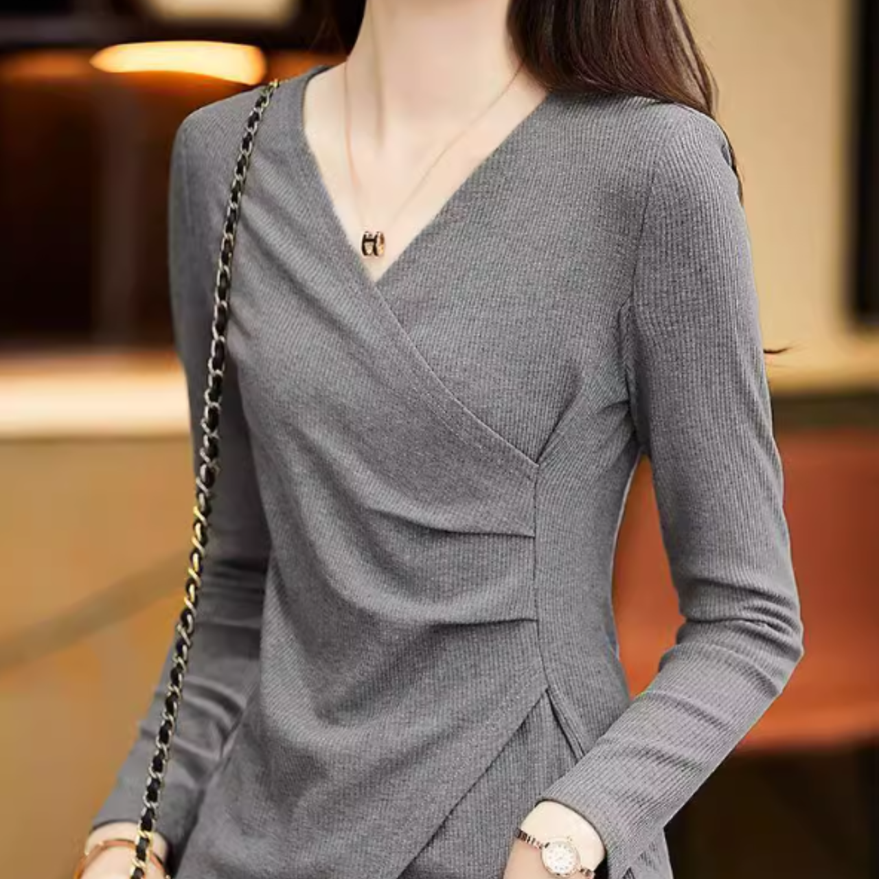 Vネックボトリングシャツ A0733