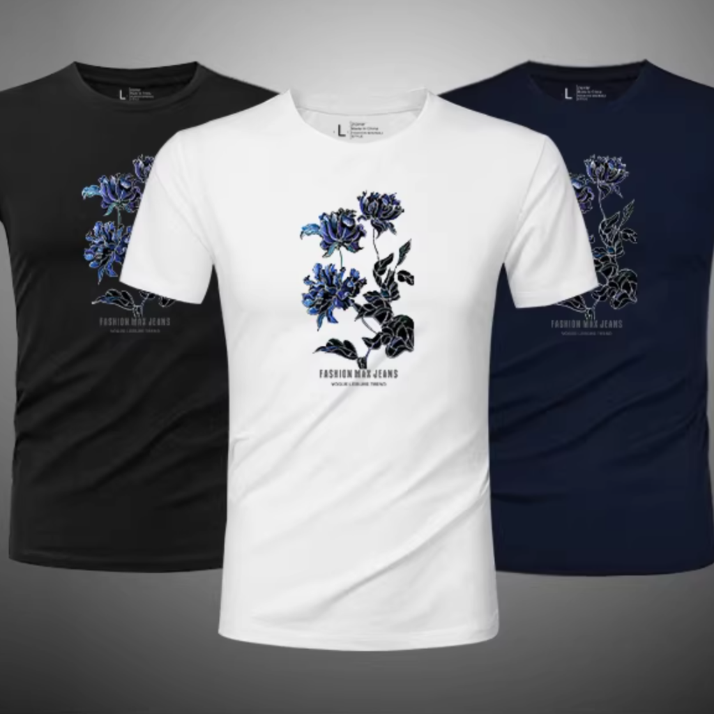 フラワーアートTシャツ（3color）　M1005