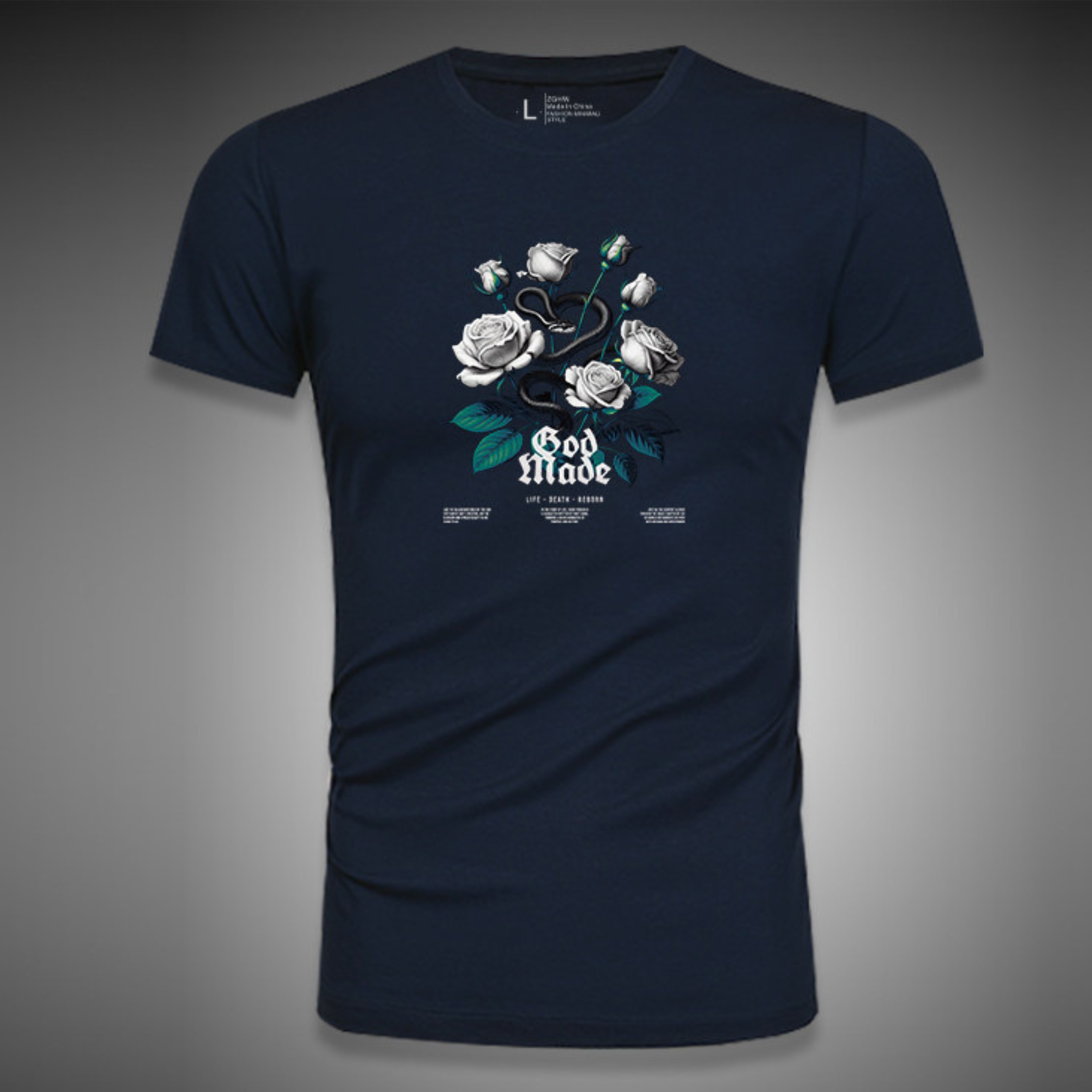 ローズアートラグジュアリーTシャツ M1042