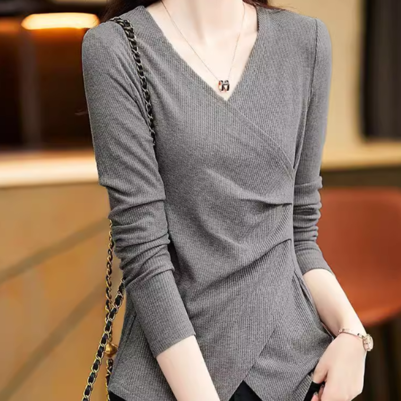 Vネックボトリングシャツ A0733