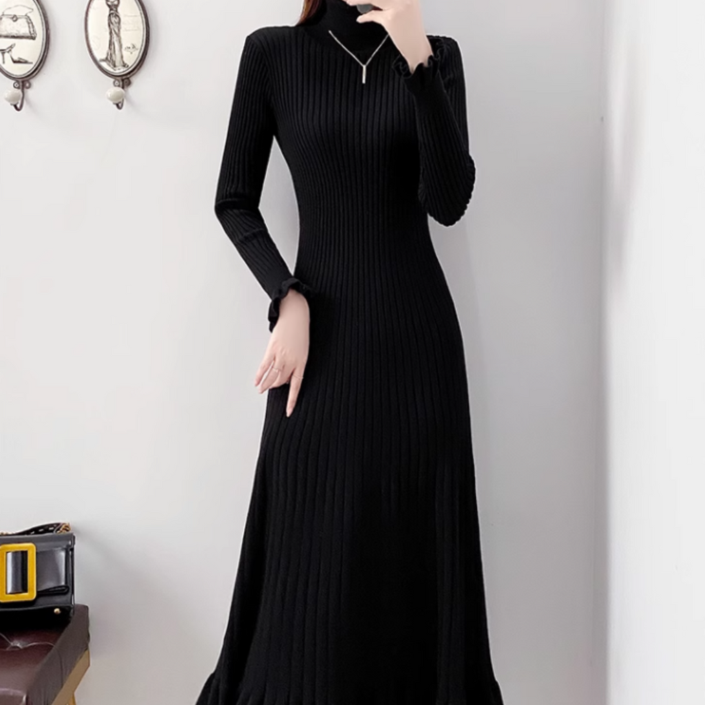 ハイネックニットロングワンピース A0741