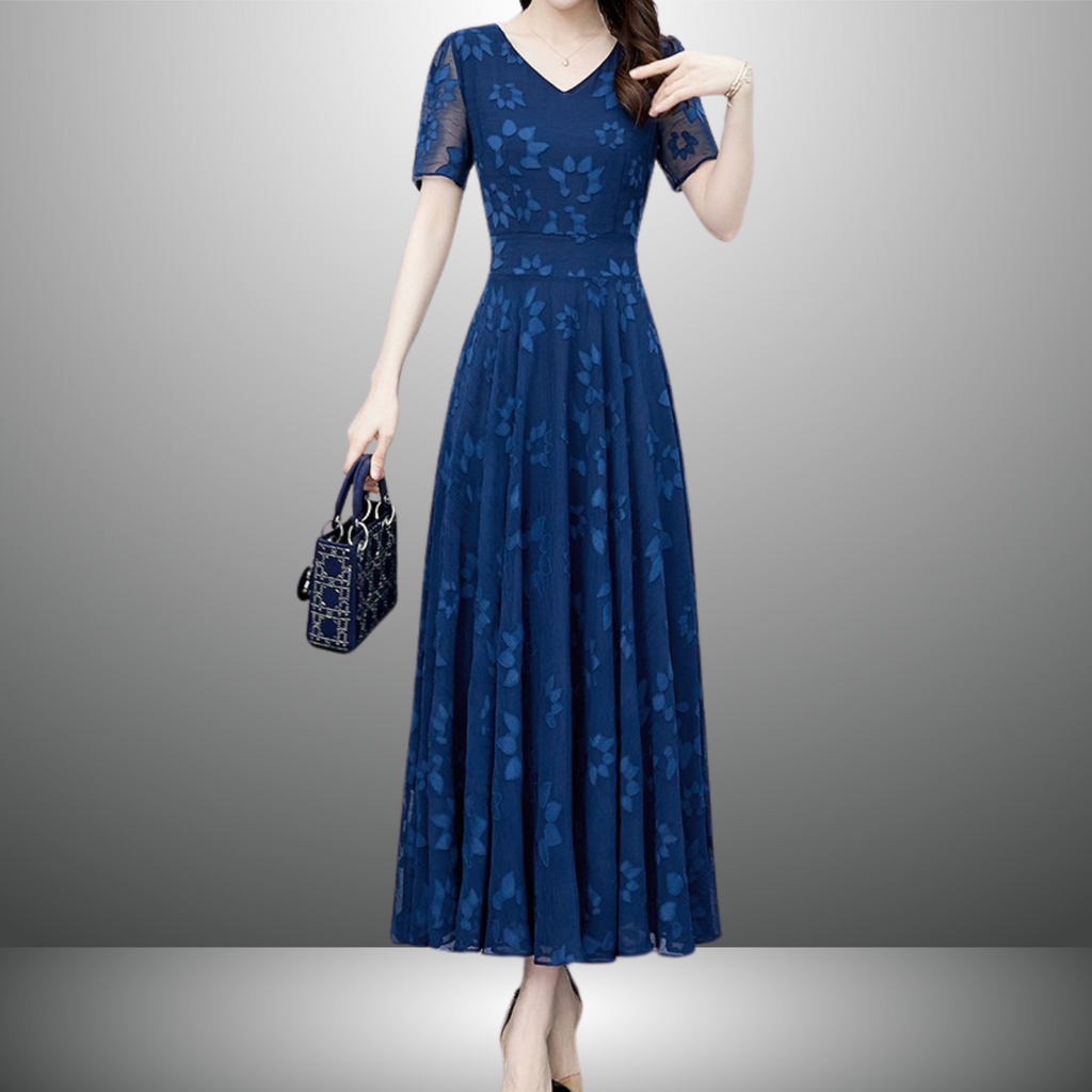 Vネックシフォンワンピース（2color） A1015