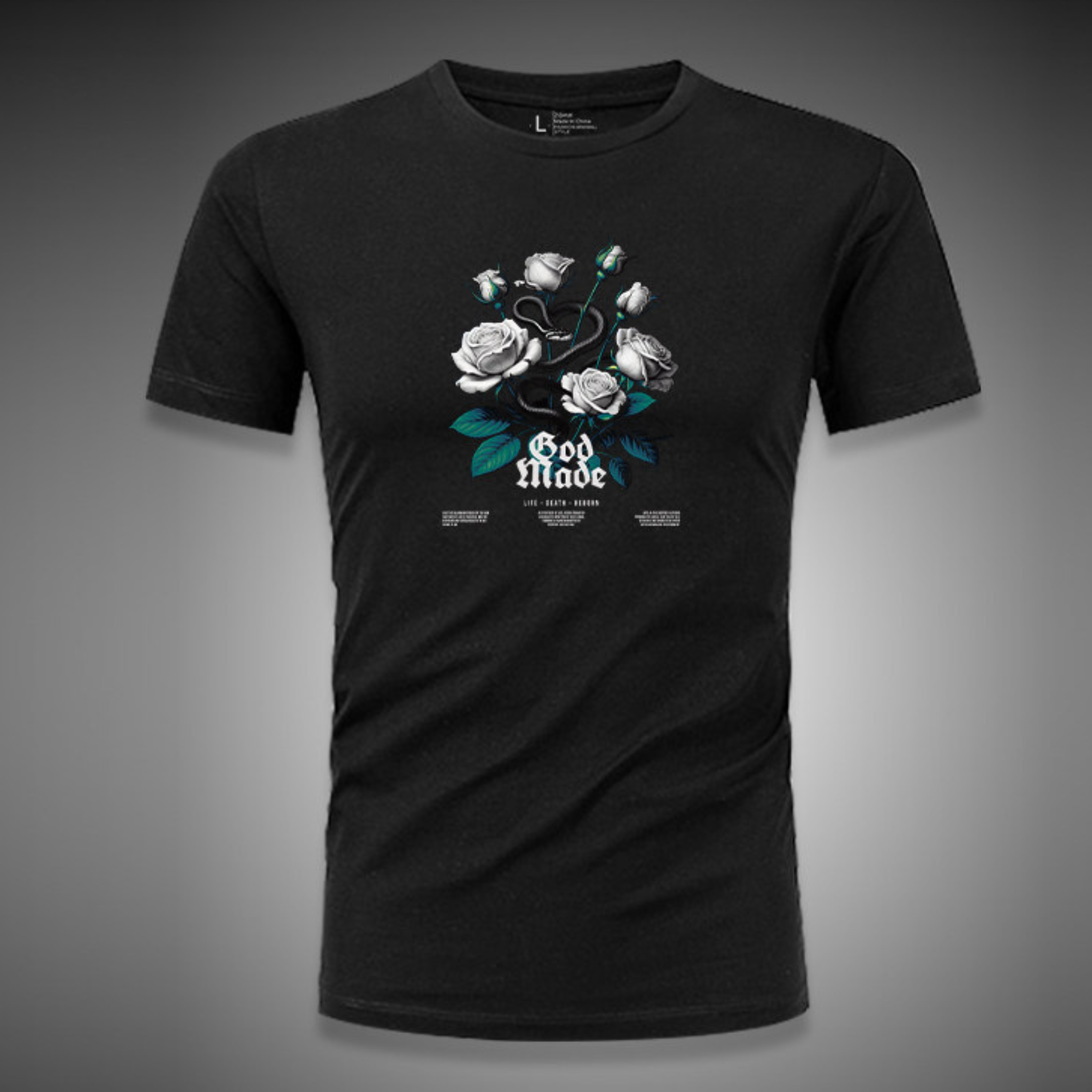 ローズアートラグジュアリーTシャツ M1042