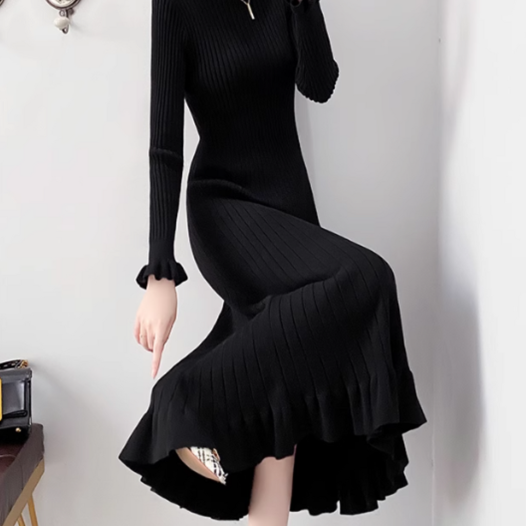 ハイネックニットロングワンピース A0741