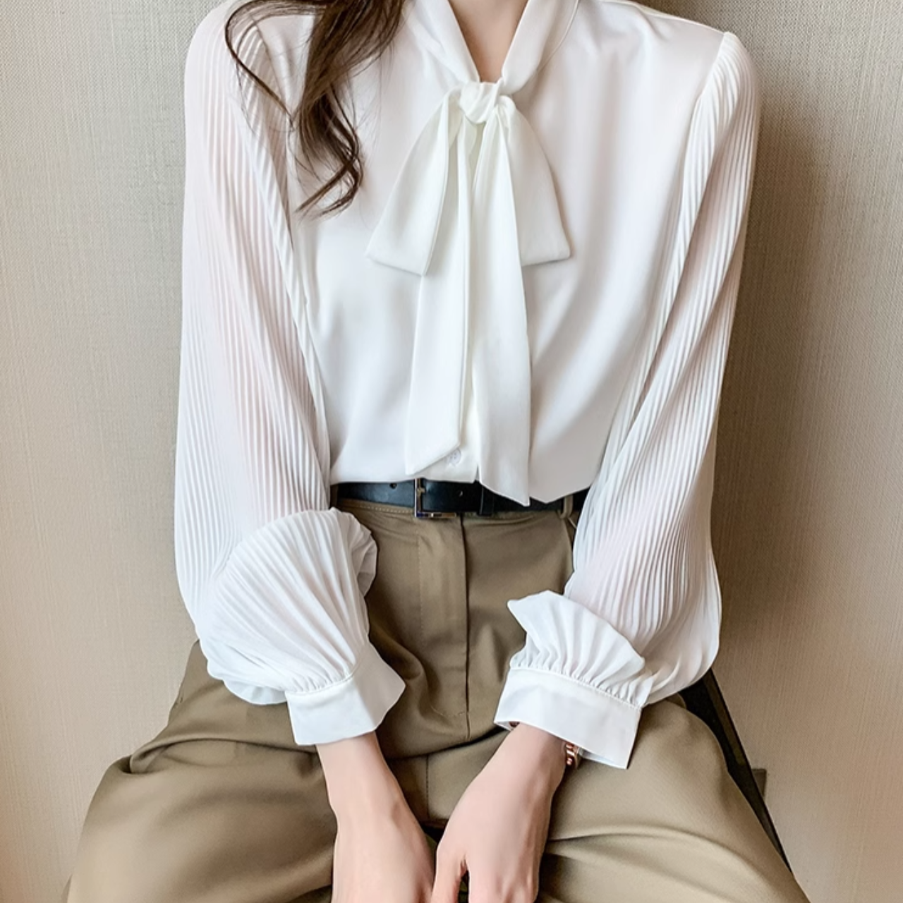 リボンシフォンシャツ A0772