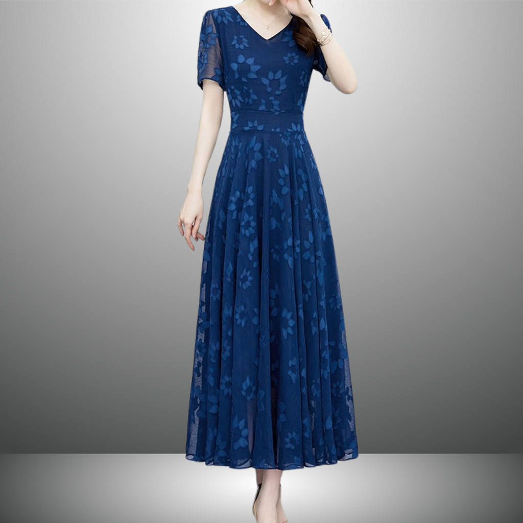 Vネックシフォンワンピース（2color） A1015