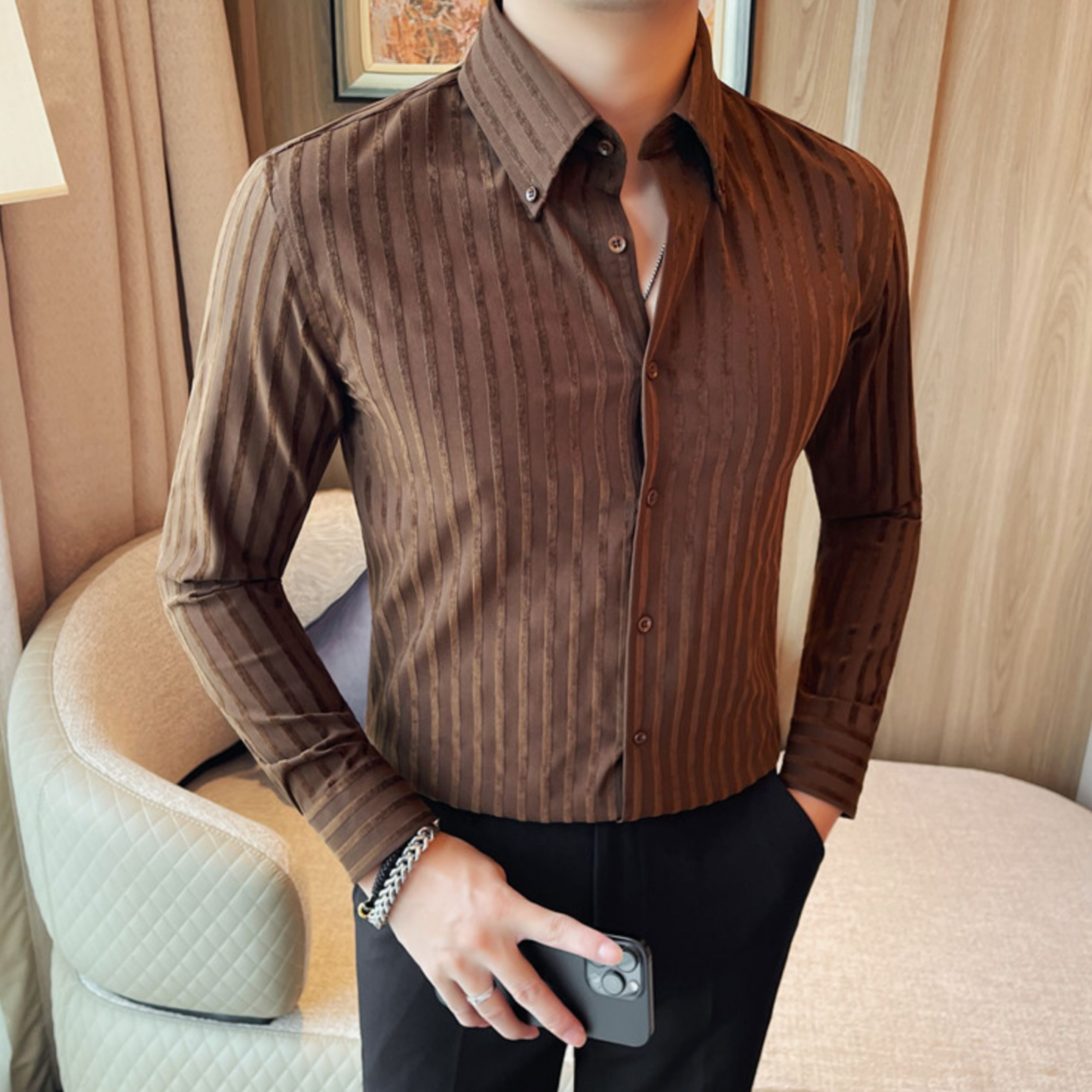 エレガントストライプトップ(3color） M0889