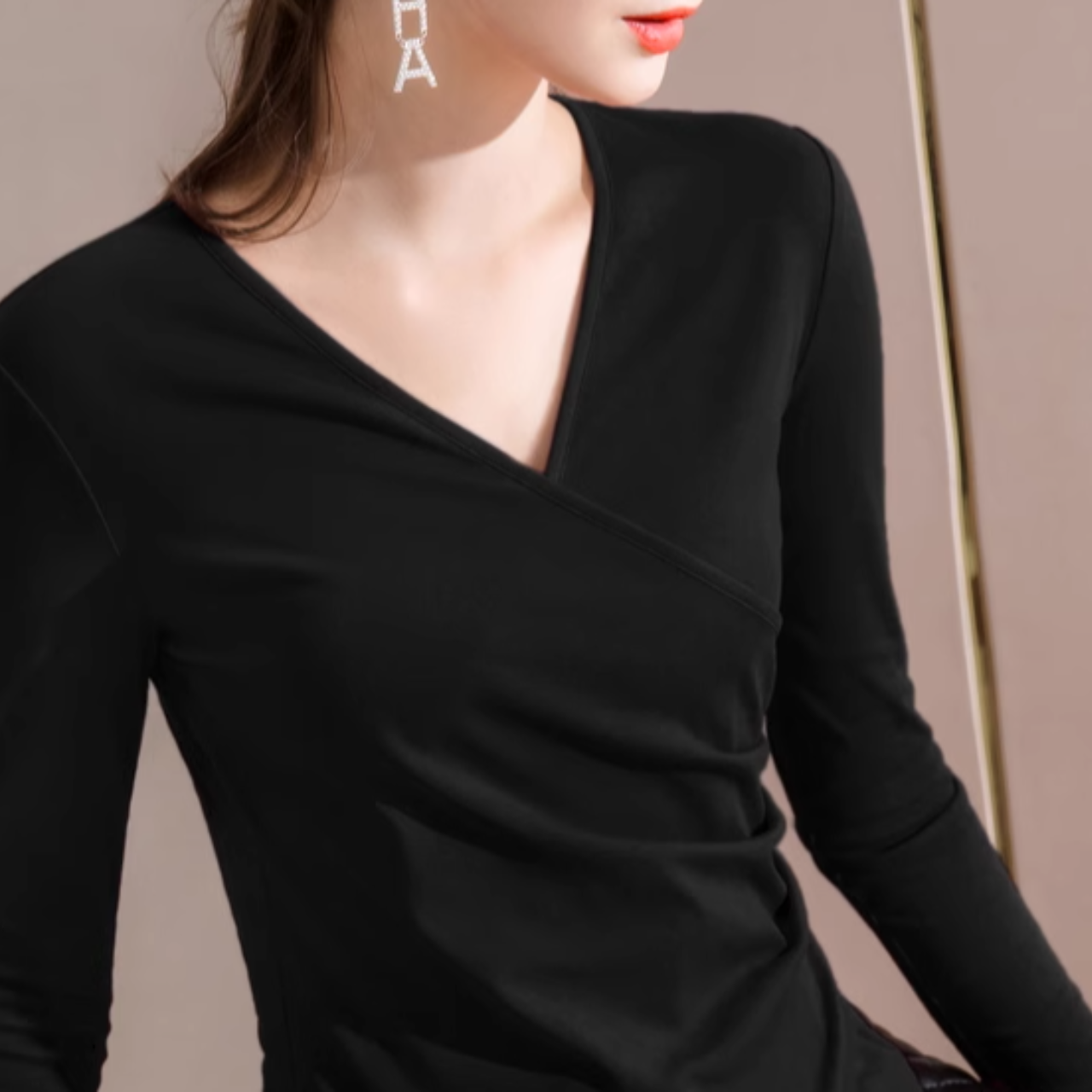 クロス V ネックボトリングシャツ（2color） A0734