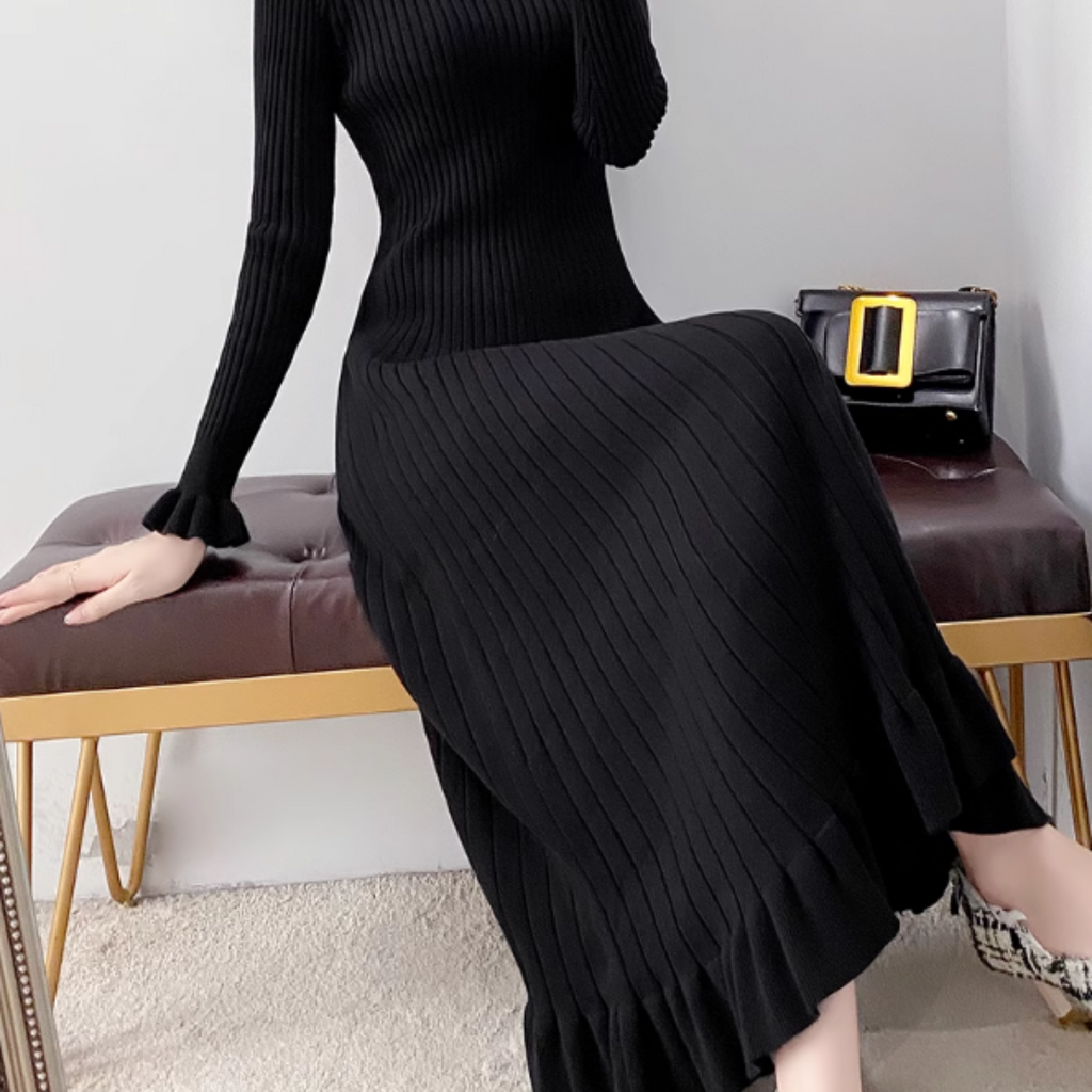 ハイネックニットロングワンピース A0741