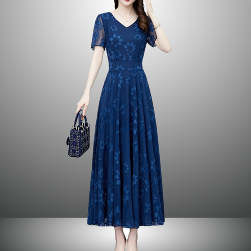 Vネックシフォンワンピース（2color） A1015