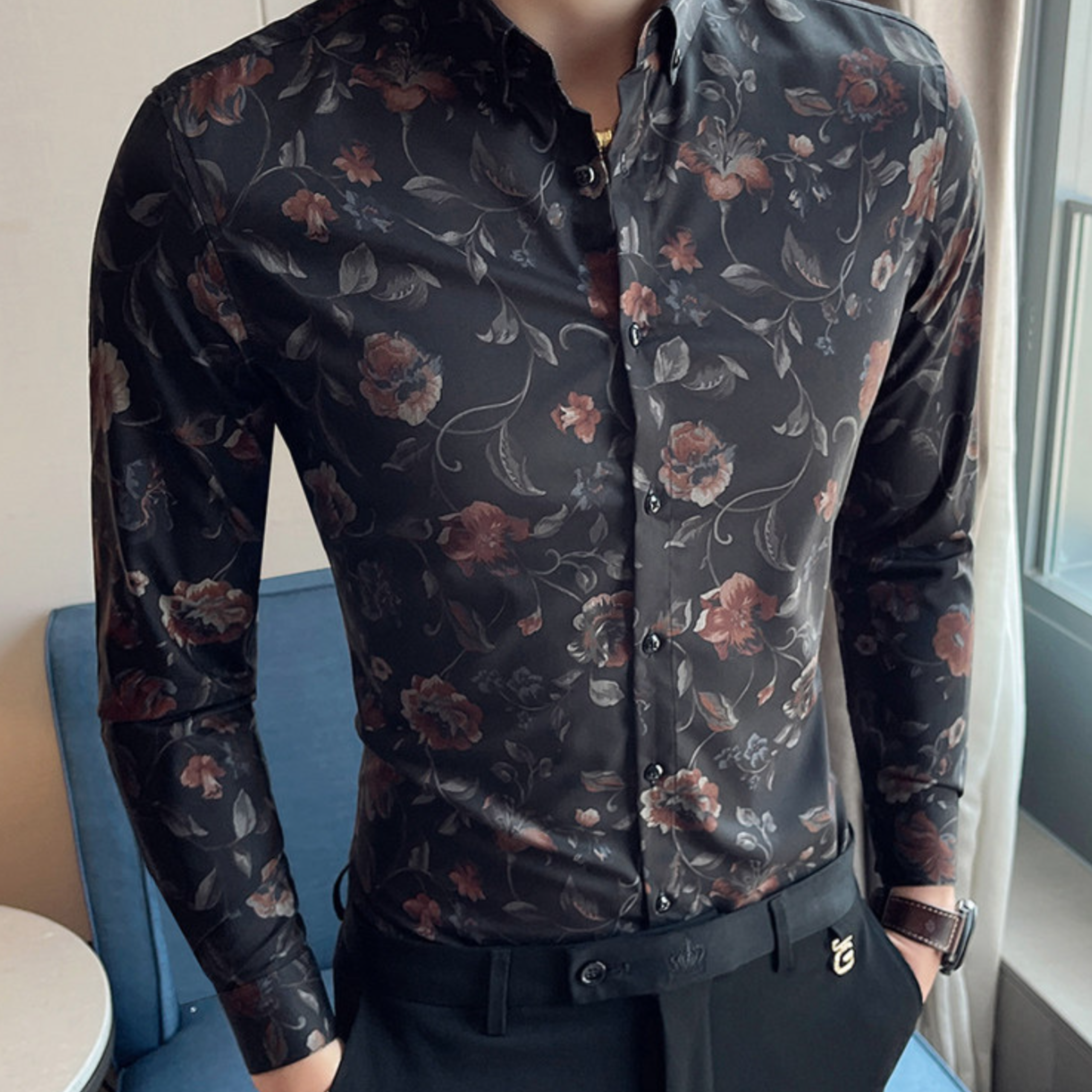 ノーブルフラワーシャツ（2color） M0934