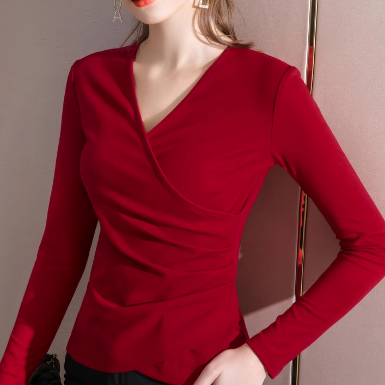 クロス V ネックボトリングシャツ（2color） A0734