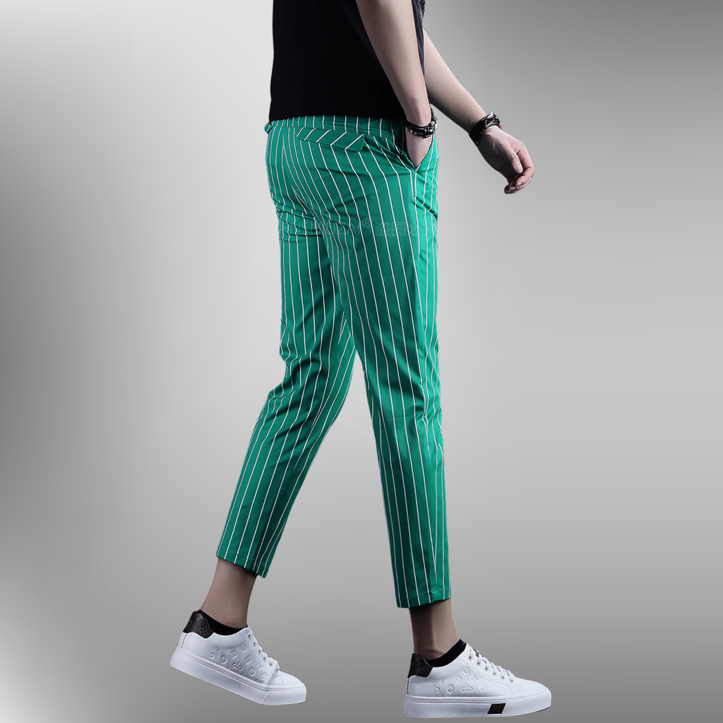 ストライプクロップドスリムパンツ メンズ ストレッチ アンクル丈 M1045
