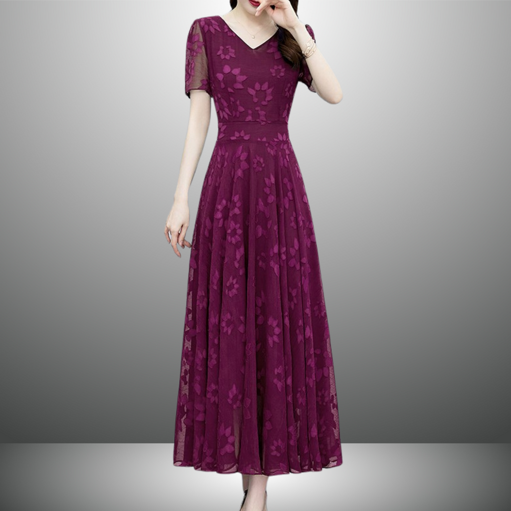 Vネックシフォンワンピース（2color） A1015