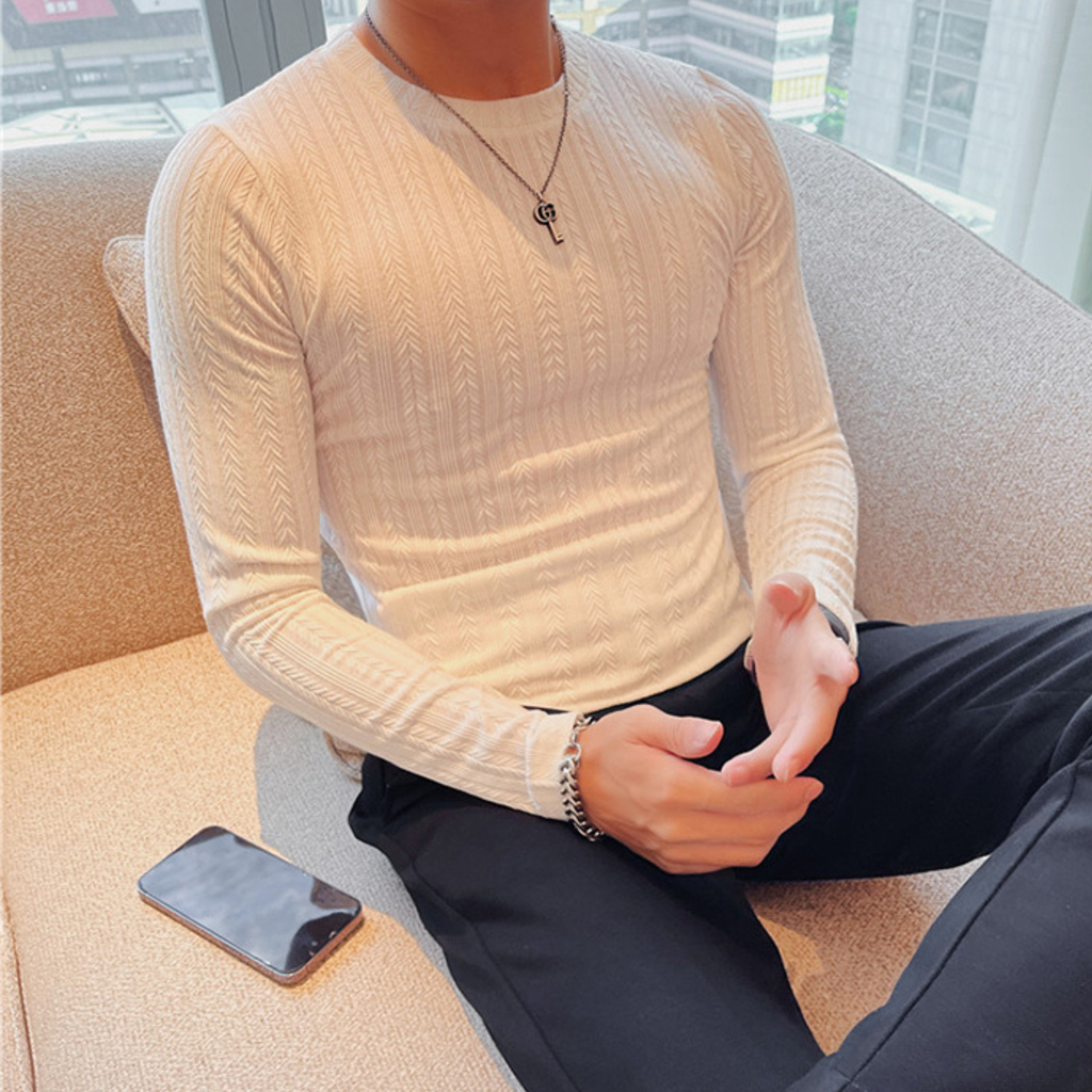リブデザインスリムフィットトップス（4color） M0844