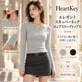 HeartKey A1328 グレー スキッパーネック長袖トップス 広告イメージ