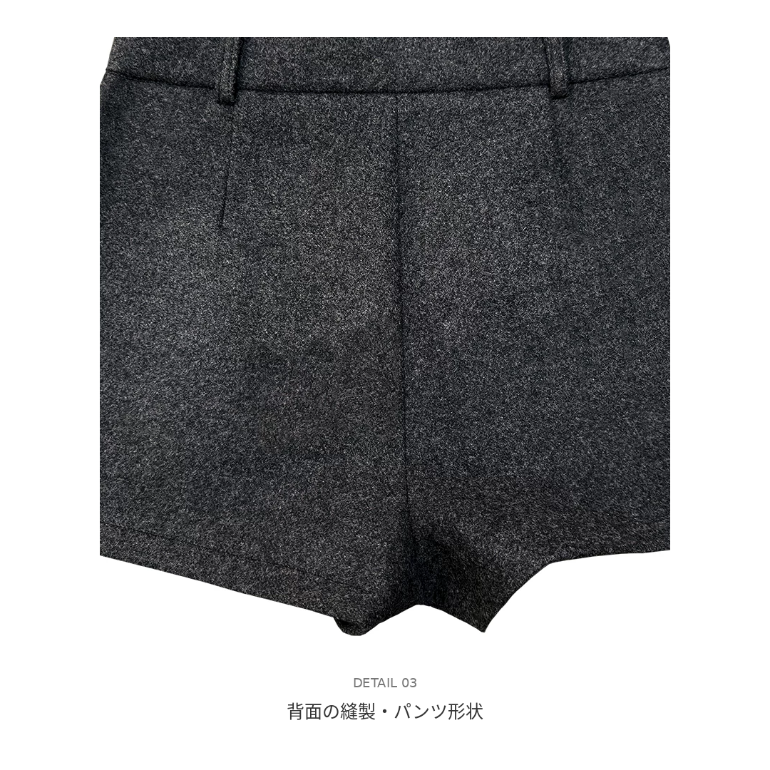 ノーブルスカートライクショートパンツ A1362 グレー 背面の縫製・パンツ形状