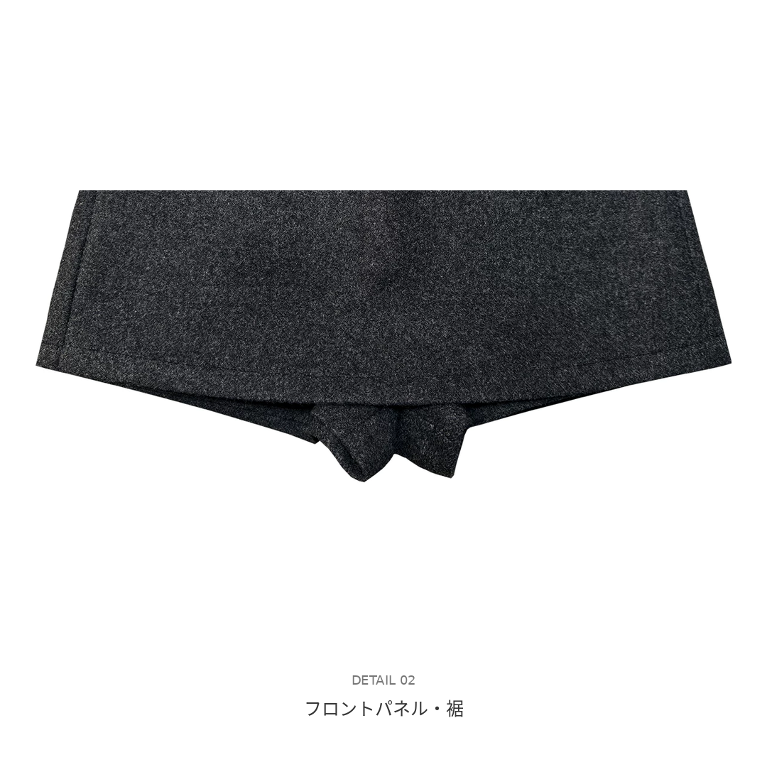 ノーブルスカートライクショートパンツ A1362 グレー フロントパネル・裾