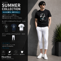 ローズアートTシャツ＆ストレッチクロップドパンツセット M1047