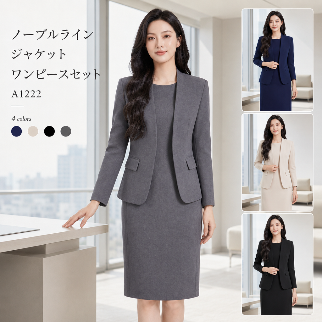 ノーブルラインジャケットワンピースセット A1222