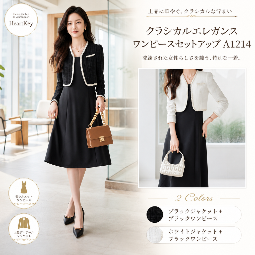 クラシカルエレガンスワンピースセットアップ A1214
