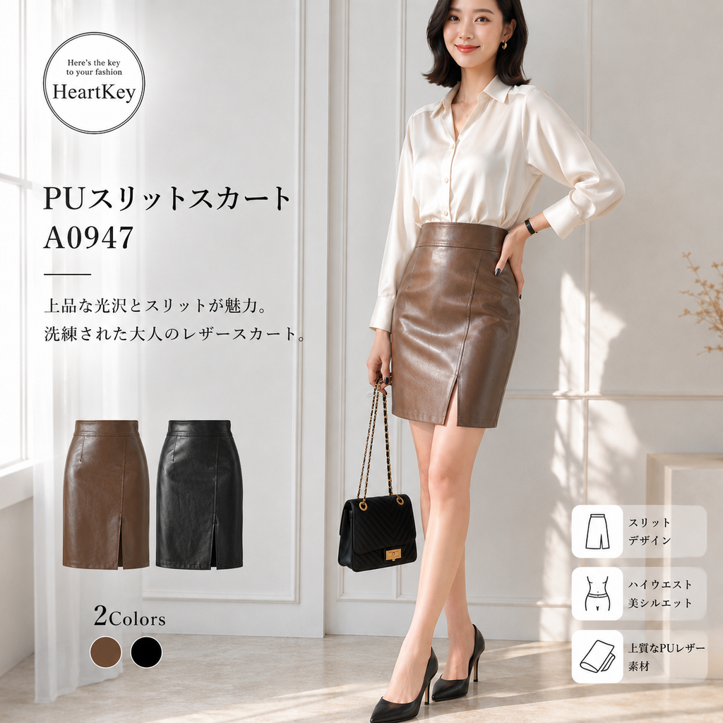 PUスリットスカート A0947