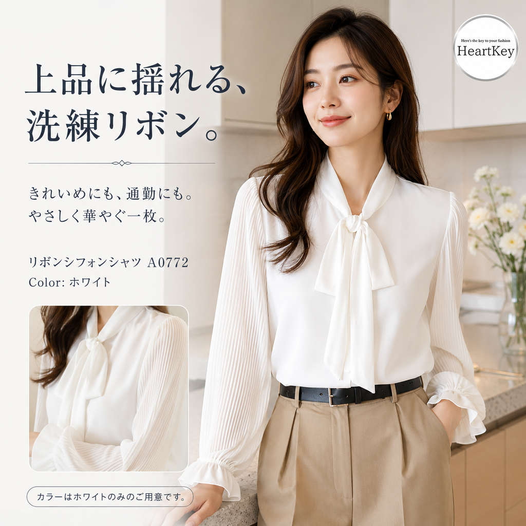 リボンシフォンシャツ A0772