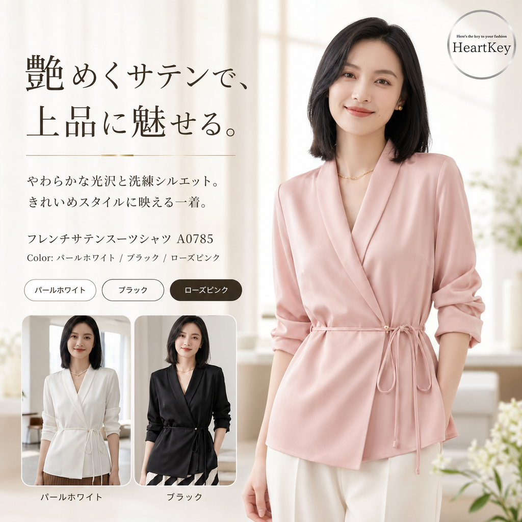 フレンチサテンスーツシャツ A0785