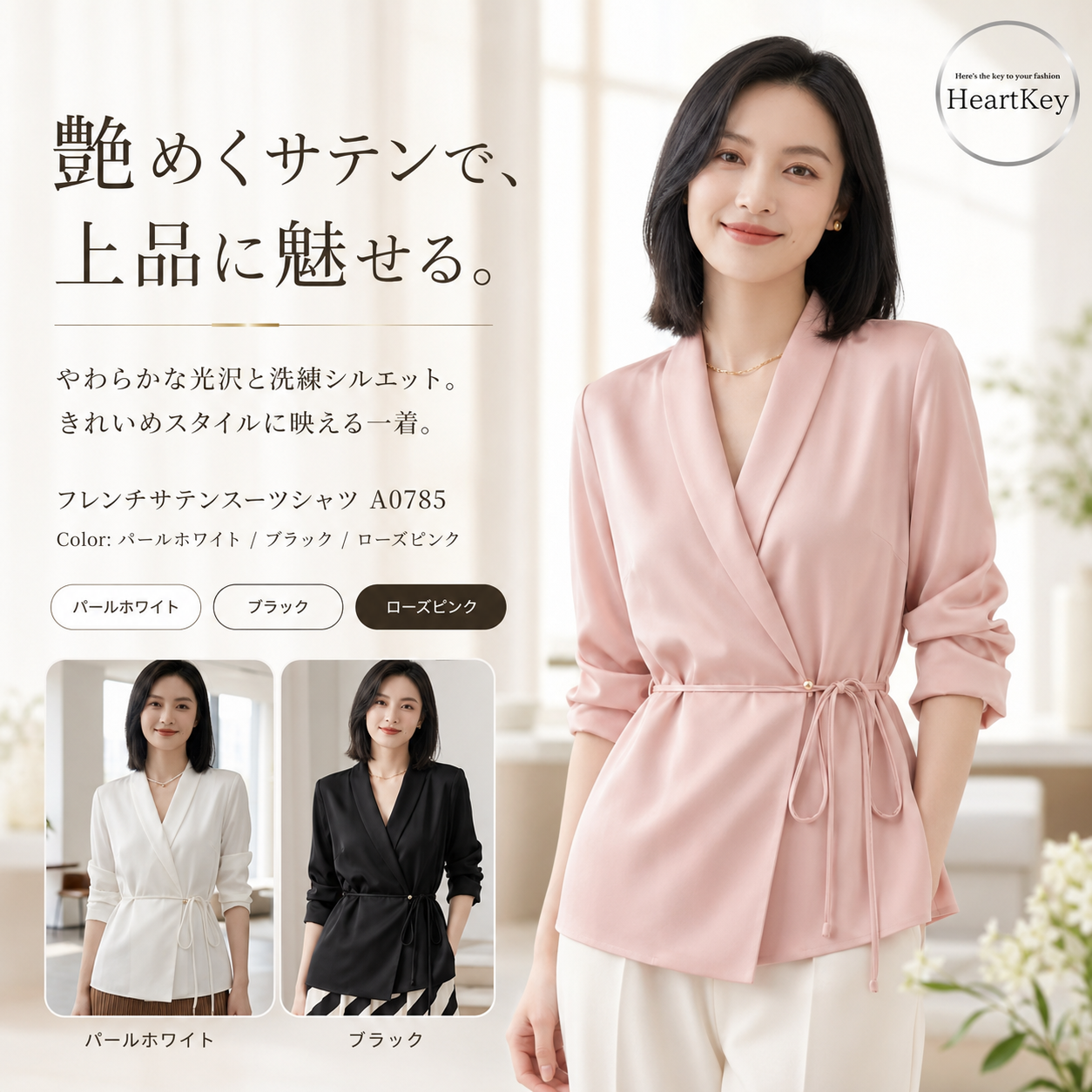 フレンチサテンスーツシャツ A0785
