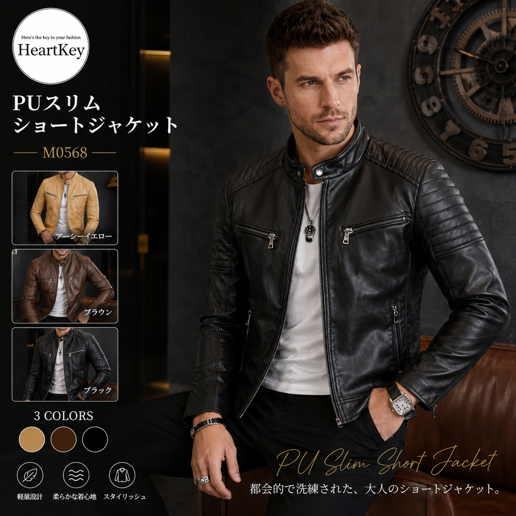PUスリムショートジャケット M0568