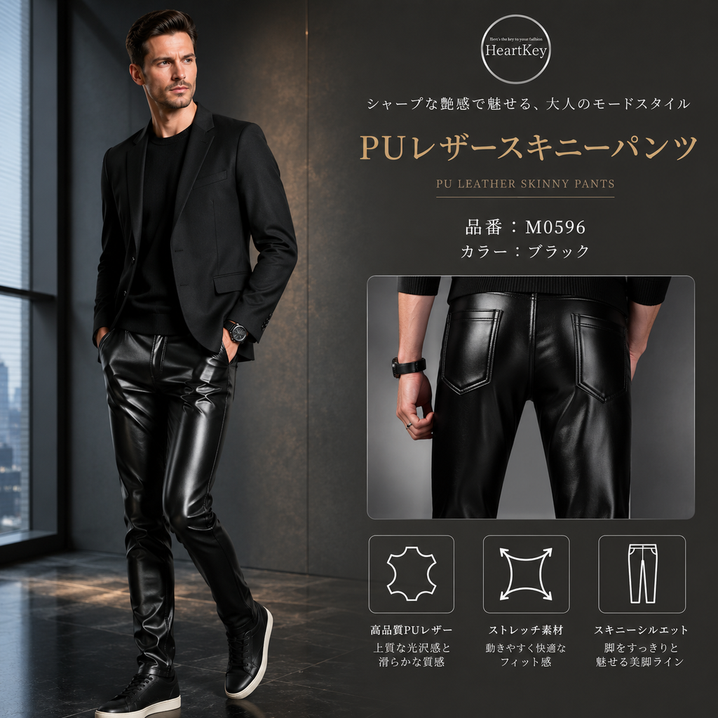 PUレザースキニーパンツ M0596