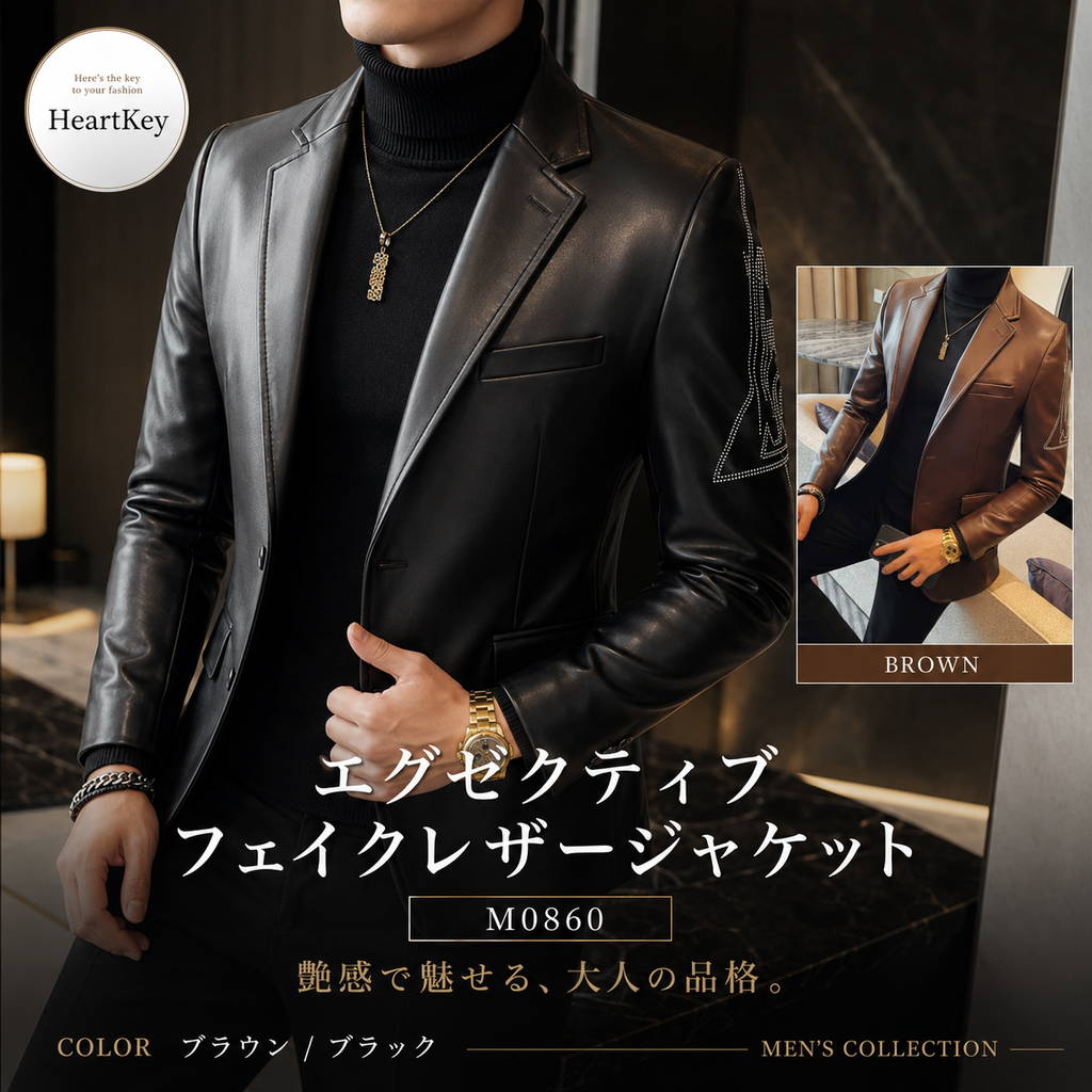 エグゼクティブフェイクレザージャケット M0860