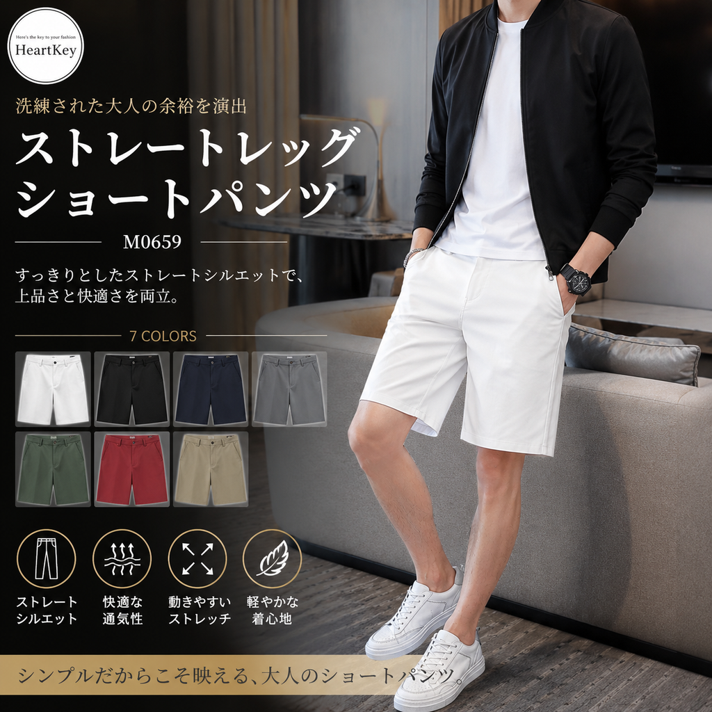 ストレートレッグショートパンツ M0659