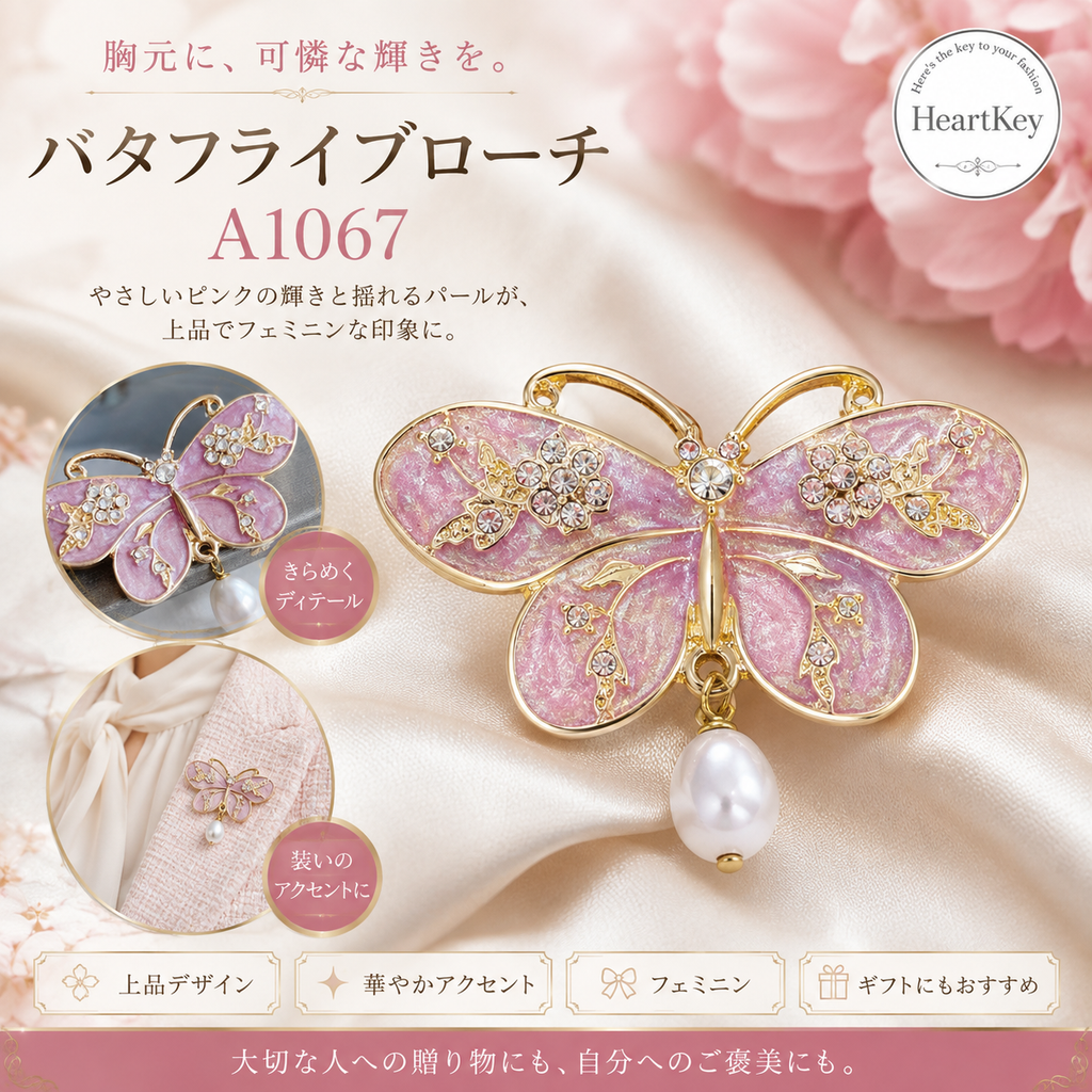 バタフライブローチ A1067