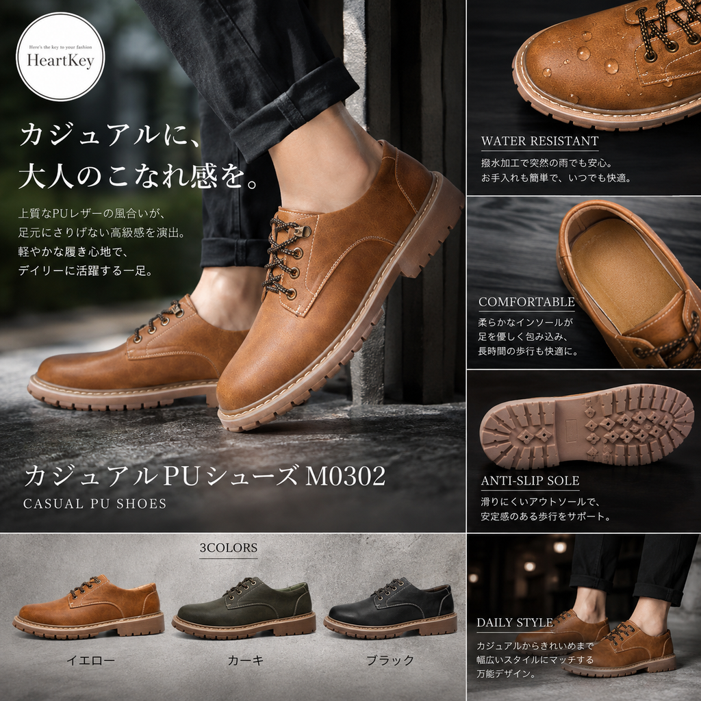 カジュアルPUシューズ M0302