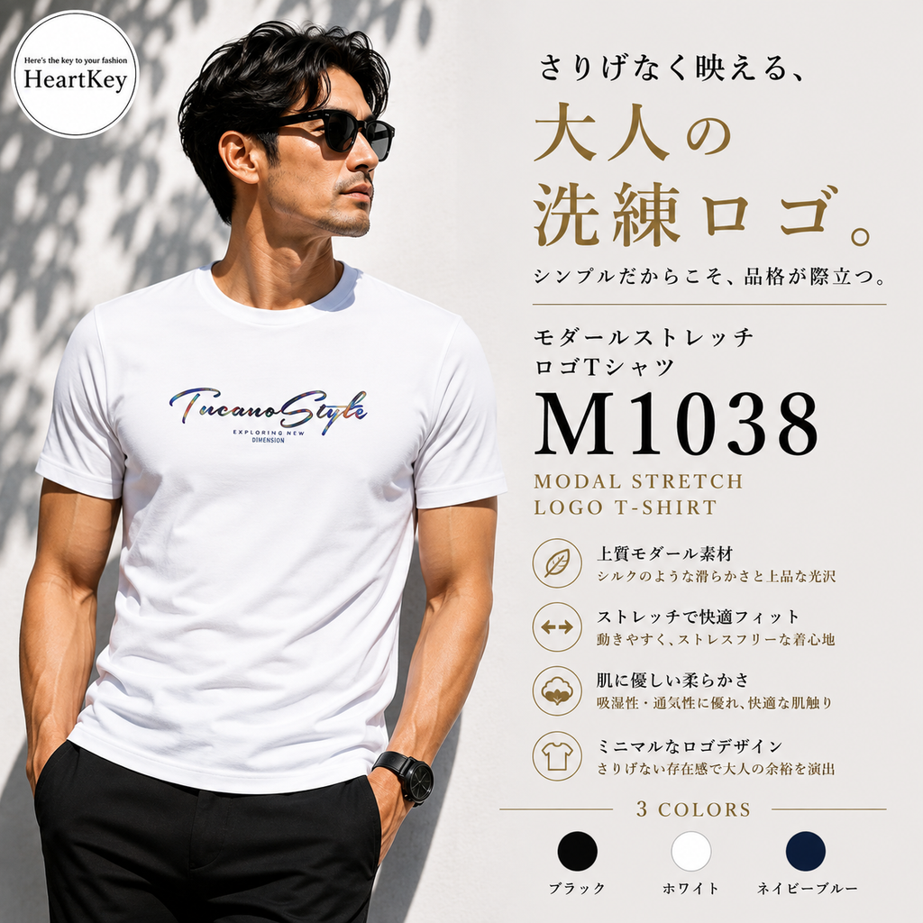 モダールストレッチロゴTシャツ M1038