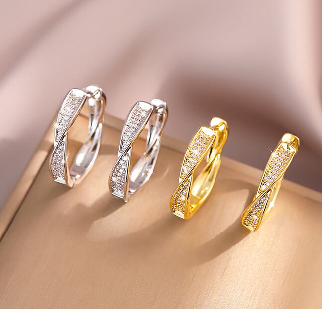 ツイストラインフープピアス A0228