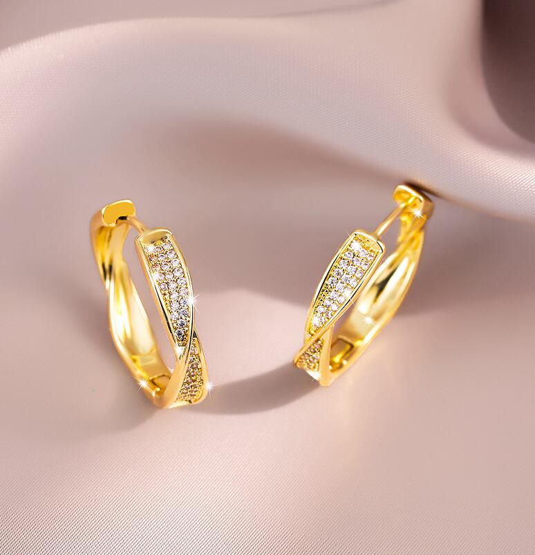 ツイストラインフープピアス A0228