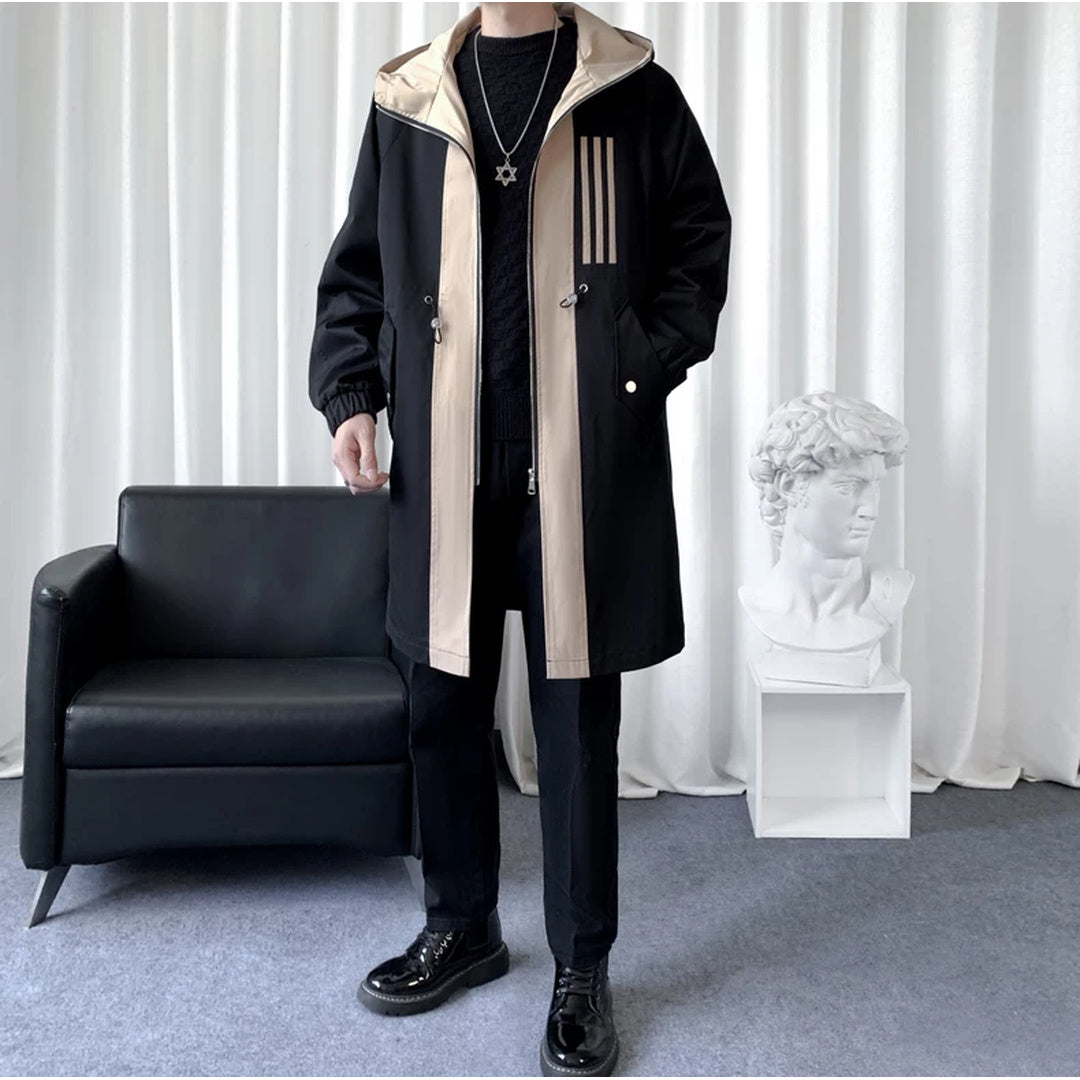 バイカラー フーデッドミドルコート M1259 ブラック front