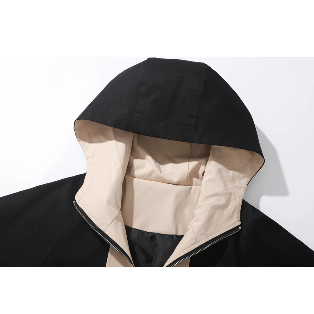 バイカラー フーデッドミドルコート M1259 ブラック hood