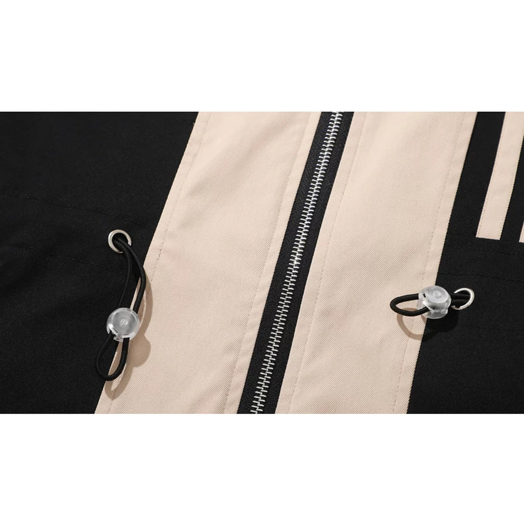 バイカラー フーデッドミドルコート M1259 ブラック waist