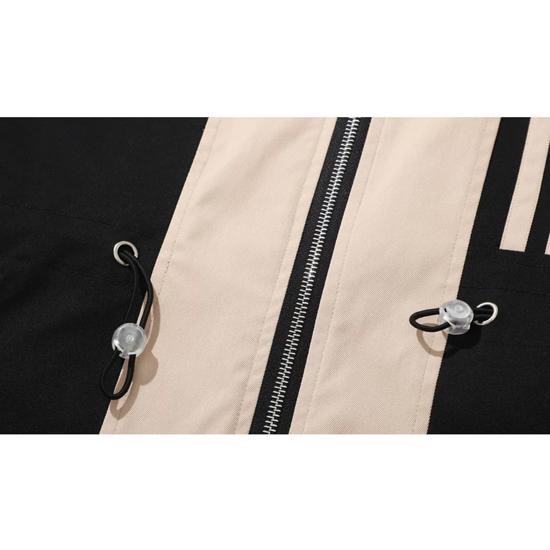 バイカラー フーデッドミドルコート M1259 ブラック waist