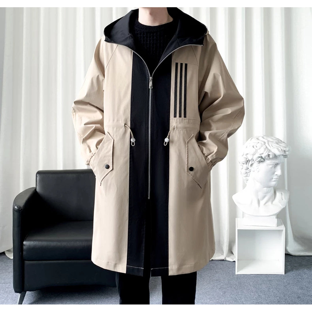 バイカラー フーデッドミドルコート M1259 カーキ front