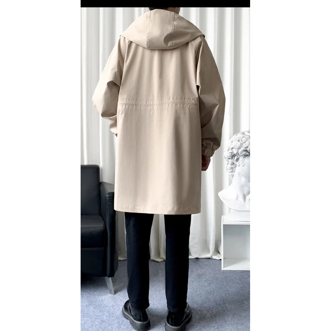 バイカラー フーデッドミドルコート M1259 カーキ back