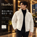HeartKey M1189 スタンドカラー パファージャケット オフホワイト 着用イメージ