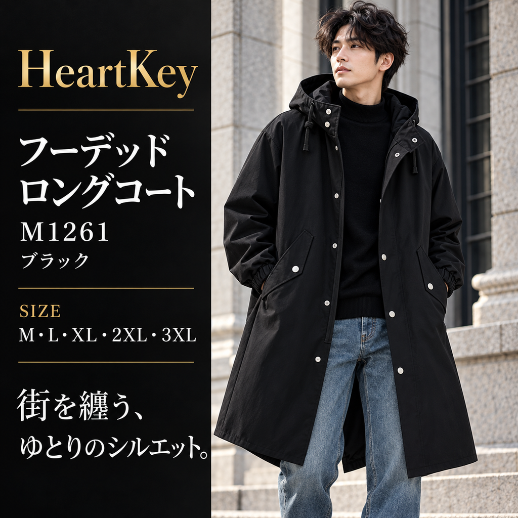 フーデッド ロングコート M1261