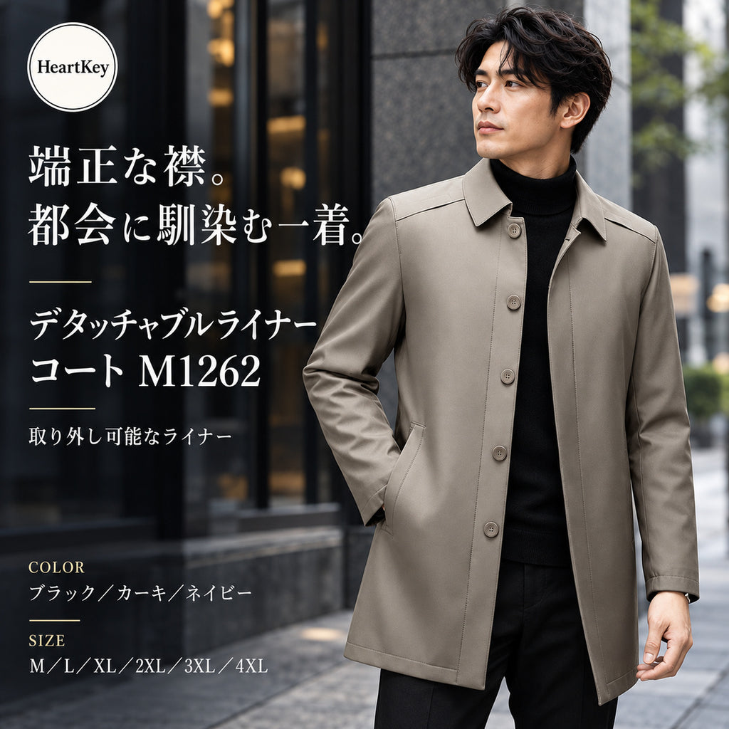 デタッチャブルライナー コート M1262 カーキ HeartKey 広告