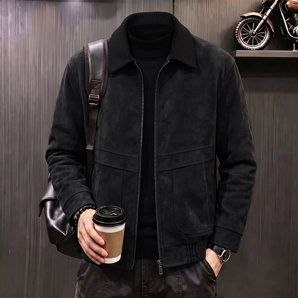 コントラストカラー スエードタッチジップジャケット M1273 02-black-front.jpg