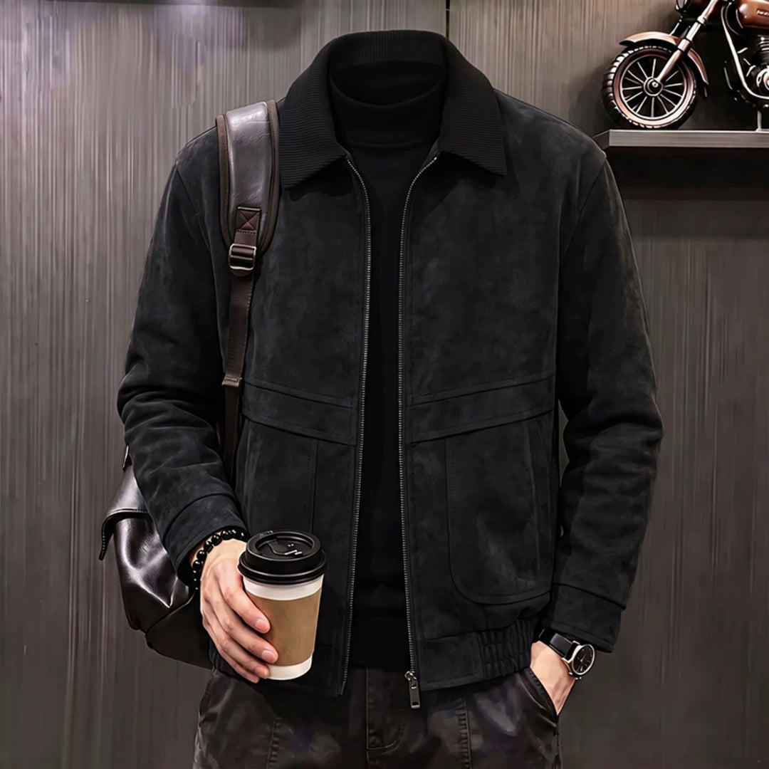 コントラストカラー スエードタッチジップジャケット M1273 02-black-front.jpg